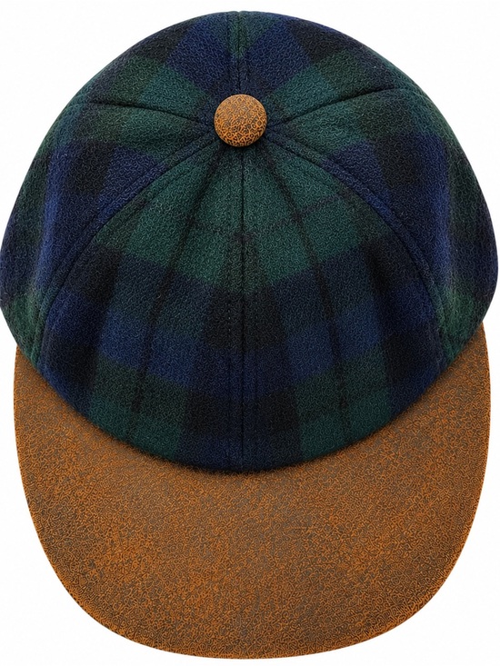 Other - Wool Black watch plaid Adjustable Cap with leather rim.